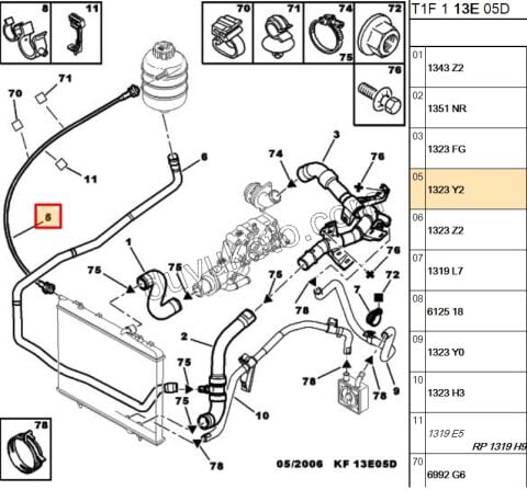 Radyatör ile Ek Depo Arası Hortum P206 1.4L 75HP 1.6İ 16V Benzinli