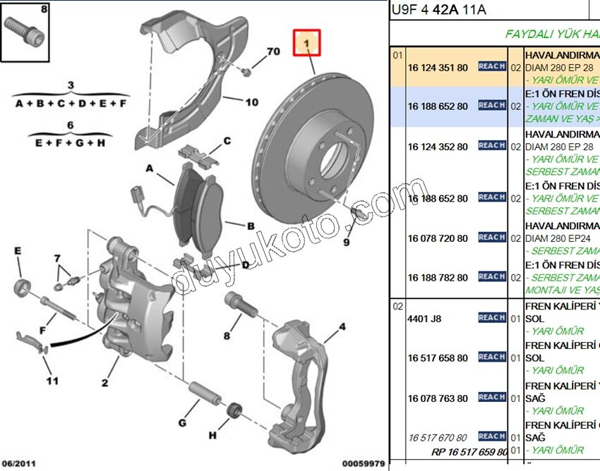 Ön Fren Diski Adet (X2) BXR3 14Q 3.0CC