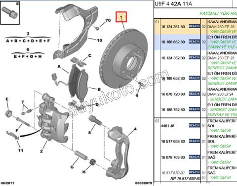 Ön Fren Diski Adet (X2) BXR3 14Q 3.0CC