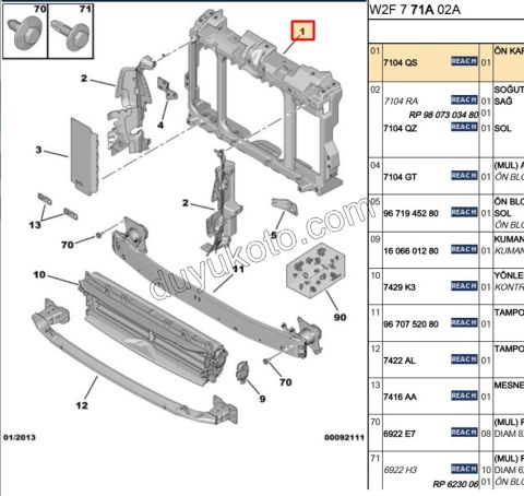 Fan Motoru Davlumbazı ( Ön Panel) ON PANEL P5081 C53 1.6HDİ Euro5
