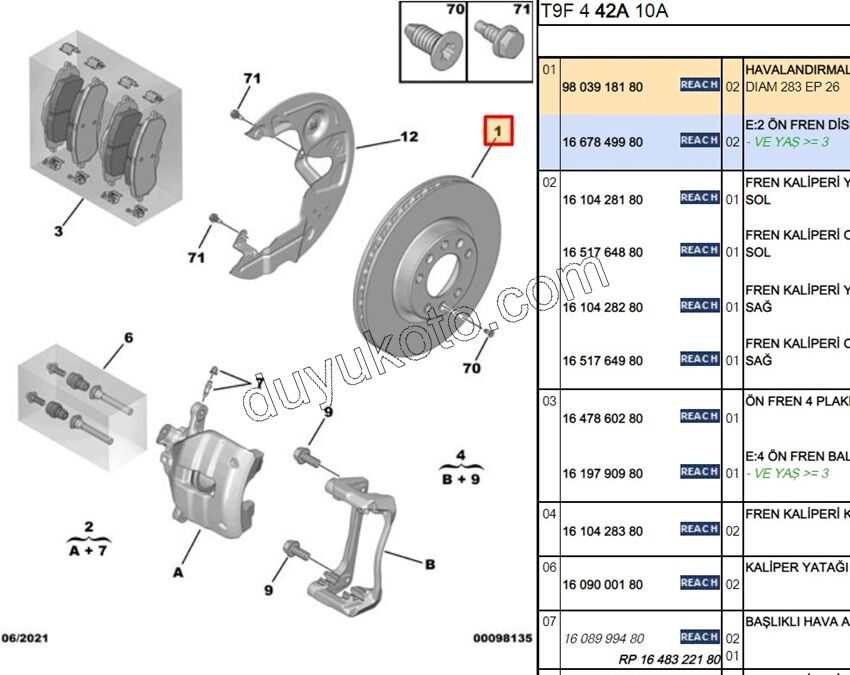 Ön Fren Diski Adet (X2) P3082 T9283 CAP 26 KALIN