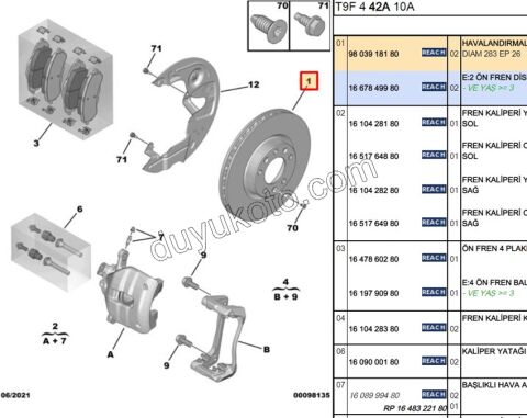 Ön Fren Diski Adet (X2) P3082 T9283 CAP 26 KALIN