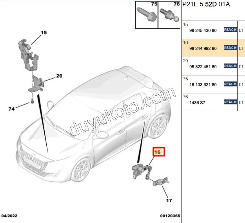 SENSOR FAR YUKSEKLIK AYAR ARKA P2082