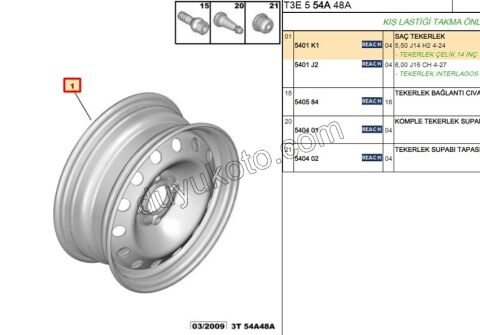 Sac Jant 14 INC P206+ PLUS 5,50 J14 H2 4-24