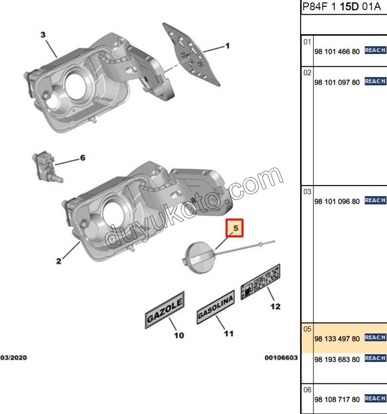 KAPAK YAKIT DEPO IC P30082 P50082
