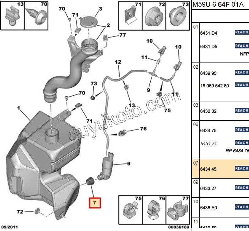 Cam Suyu Fıskıye Motoru Contası PRT1 PRT2 P206 P307 P407 PRT3