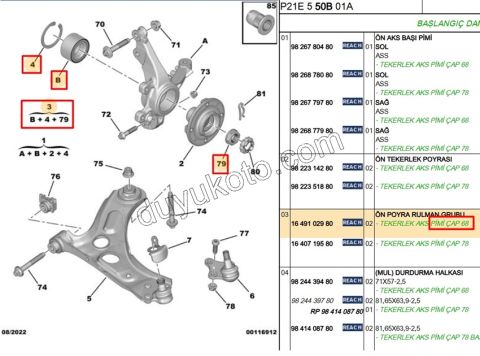 Ön Teker Rulmanı P2082 AMI (ABS'li) 68MM