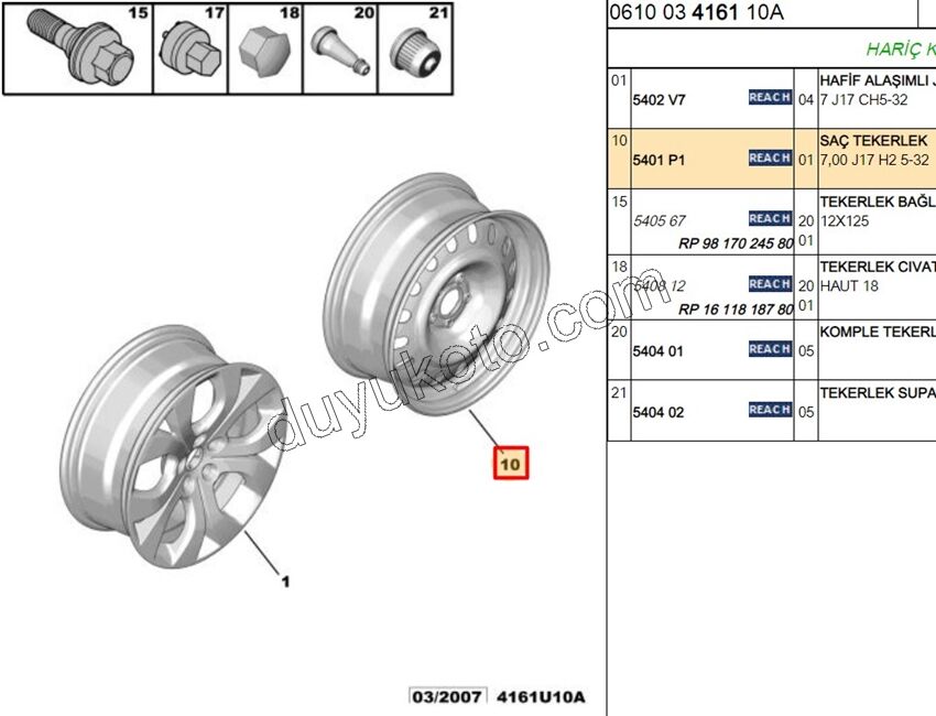 Sac Jant 17 INC STEPNE (İnce) C53 7,00 J17 H2 5-32