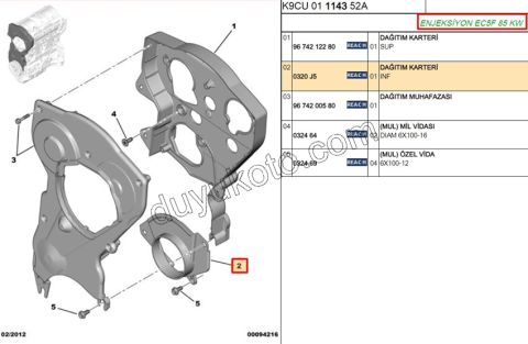 KAPAK EKSANTRIK KAYIS ALT KCK 1.6İ 16V Benzinli EC5F