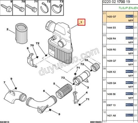 Hava Filtre Kazanı TU3JP P106 P306 PRT1