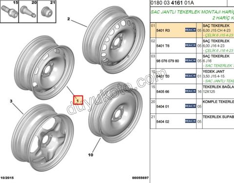 Sac Jant 15 INC C33 C3PC 6,00 J15 CH 4-23