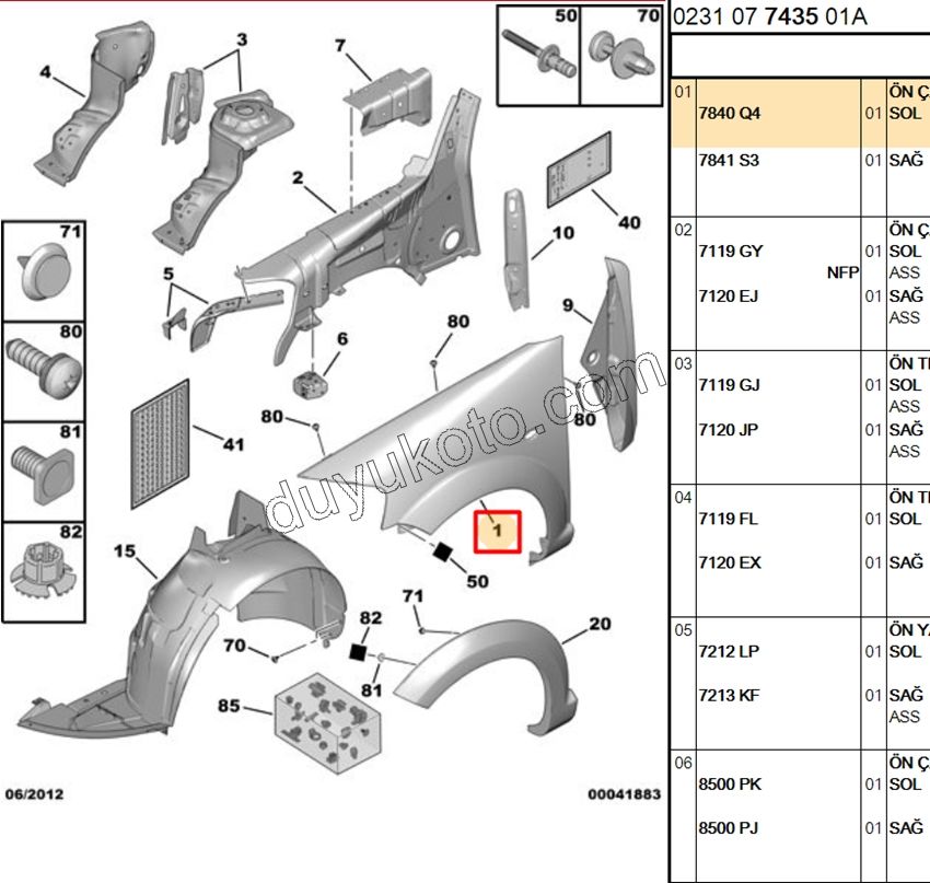 Çamurluk Ön Sol C31MQ 2006/2010