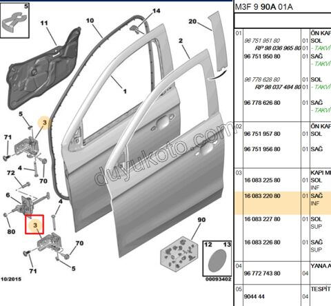 MENTESE KAPI R ALT INF ON+ARKA P2081 P20081 P3008 P5008 P301