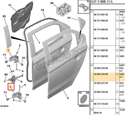 MENTESE KAPI R ALT INF ON+ARKA P2081 P20081 P3008 P5008 P301