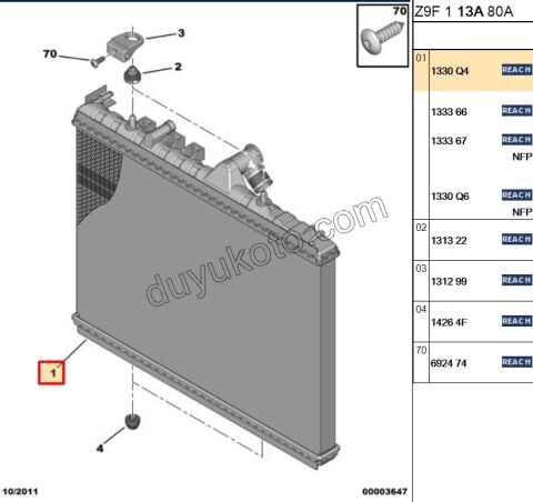 Motor Su Radyatörü P406 DW12 P607 DW12 2.0HDI 8V