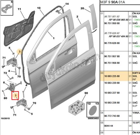 MENTESE KAPI L ALT INF ON+ARKA P2081 P20081 P3008 P5008 P301