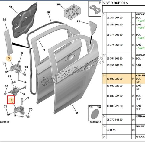 MENTESE KAPI L ALT INF ON+ARKA P2081 P20081 P3008 P5008 P301