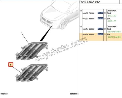 Peugeot 208 Gündüz Farı Sol (Ledli) GT SINYAL+ 2023 SONRASI