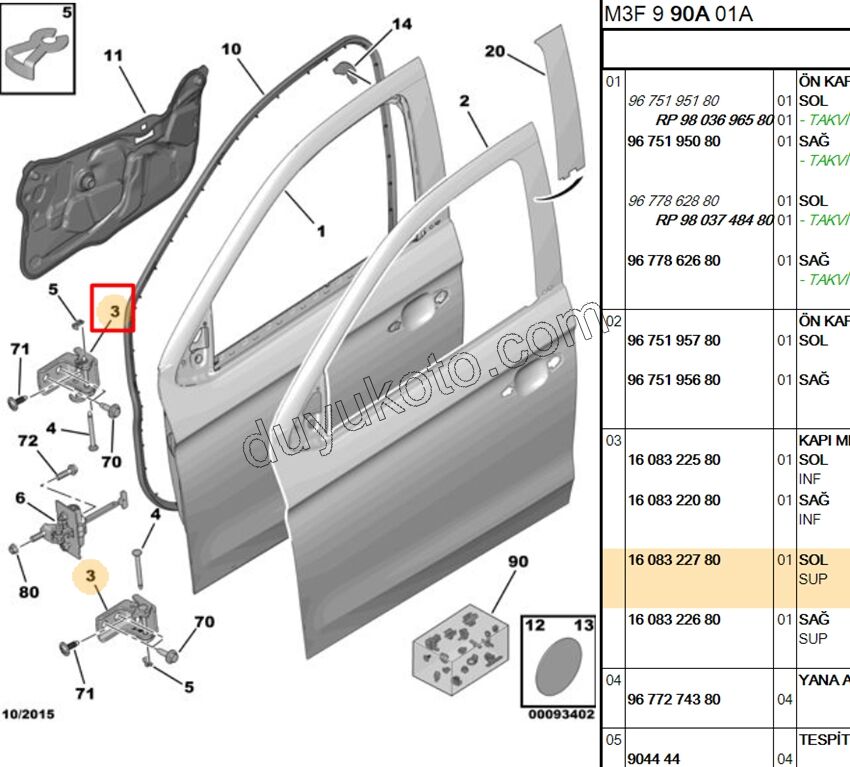MENTESE KAPI L UST SUP ON+ARKA P2081 P20081 P3008 P5008 P301