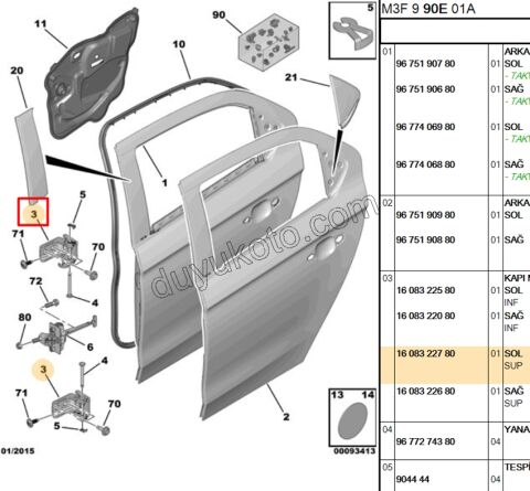 MENTESE KAPI L UST SUP ON+ARKA P2081 P20081 P3008 P5008 P301