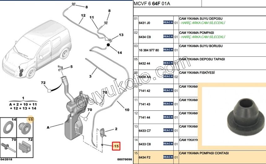 Cam Suyu Fıskıye Motoru Contası PBP