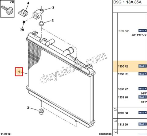 Motor Su Radyatörü (Otomatik Vites) P406 99> 2.0HDI 8V Tahliyeli