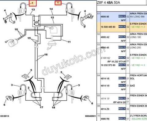 Fren Hortumu Ön Sağ /L P607 566MM