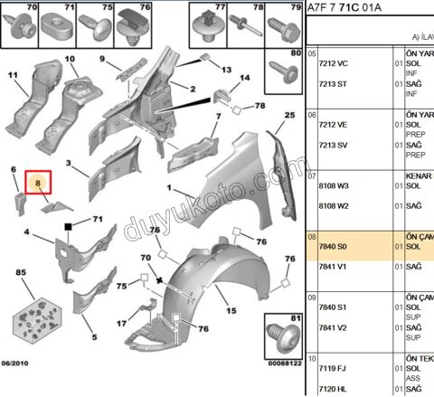 AYAK SAC ON TAMPON YAN L P207