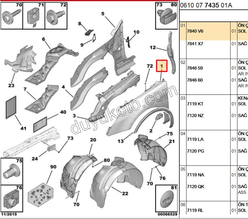 Çamurluk Ön Sol C53 X7