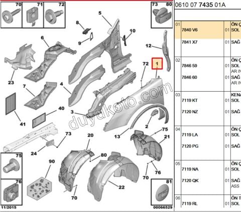 Çamurluk Ön Sol C53 X7
