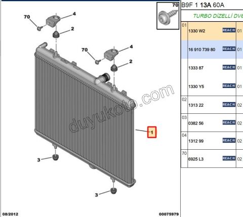 Motor Su Radyatörü 1.6HDİ Euro4 PRT3 P207 P307