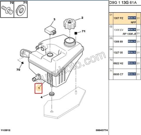 Motor Radyatör Ek Depo (Genleşme Kabı) P406 EW10J4 DW10A