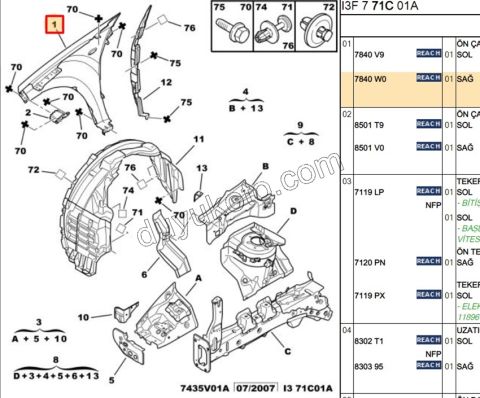 Çamurluk Ön Sağ P4007