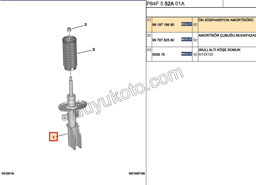 Ön Amortisör P30082 P50082
