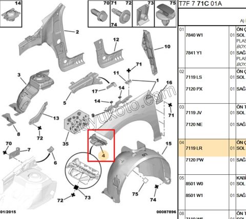 Ön Tampon Sol Yan Bağlantı Ayağı P3081