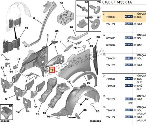 Çamurluk Ön Sol C3PCS