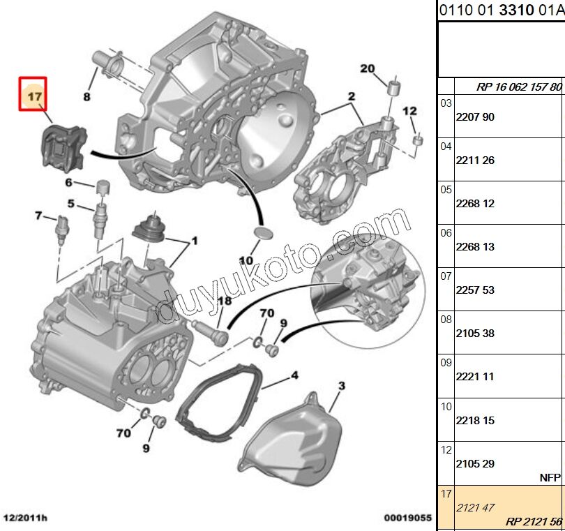 KORUK DEBRIYAJ CATAL P206 P207 P307 P406 PRT DV4 DV6