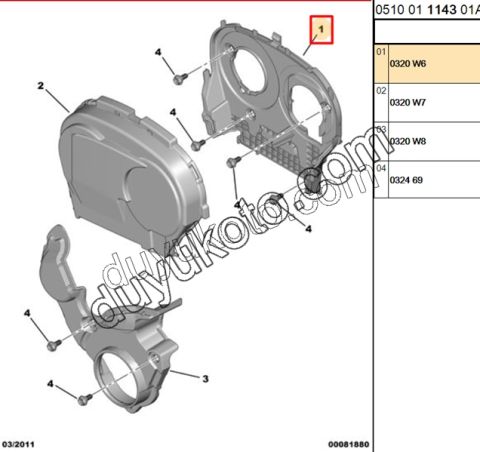 KAPAK EKS KAYIS UST IC ET3J4 P206 P207 P307