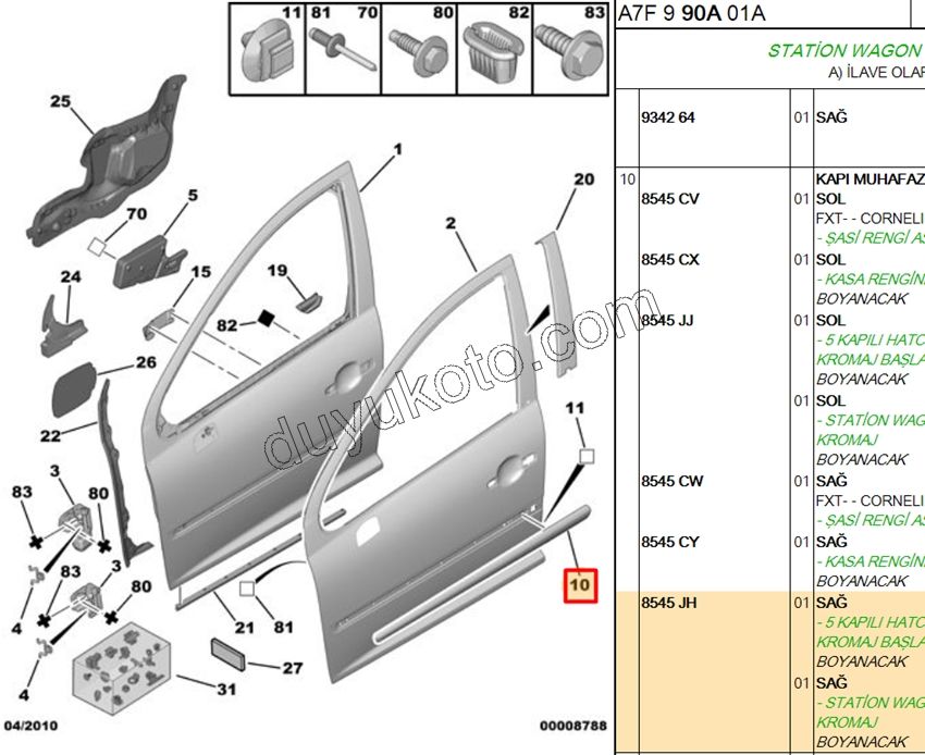 CITA SUS ON KAPI R P207 KROM+AST+