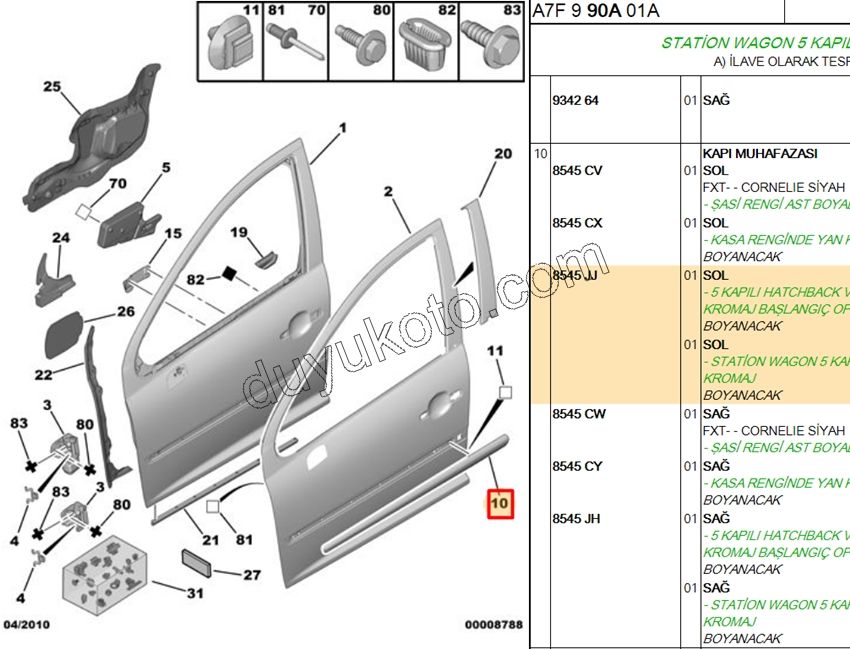 CITA SUS ON KAPI L P207 KROM+AST+