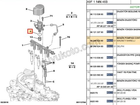 CONTA ORING ENJEKTOR RAMPA ENJ POMPA ALT 1.2CC 130HP MARELLI