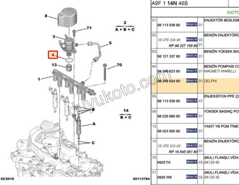Enjektör Rampası Contası (Oringi)   1.2CC 130HP DELPHI