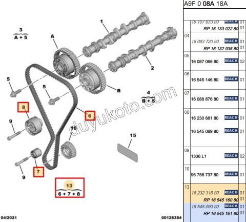 Peugeot Citroen Opel 1.2 Eksantrik/Triger Kayış Seti 1.2CC PURETECH