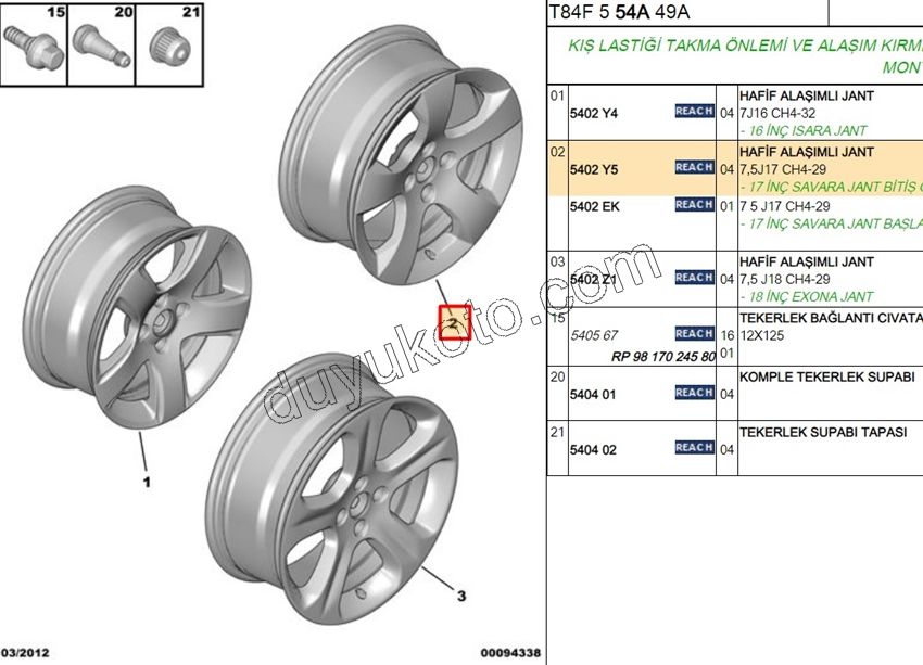 Çelik Jant 17 INC P3008 T84 7 5 J17 CH4-29 CAVALCADE