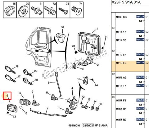 Kapı İç Açma Kolu Çerçevesi BXR1