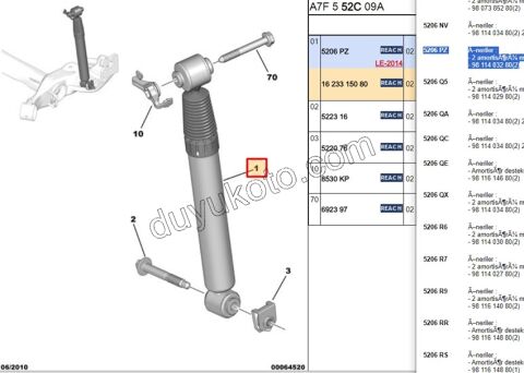 Arka Amortisör P207 P207SW P2081 C3PC1