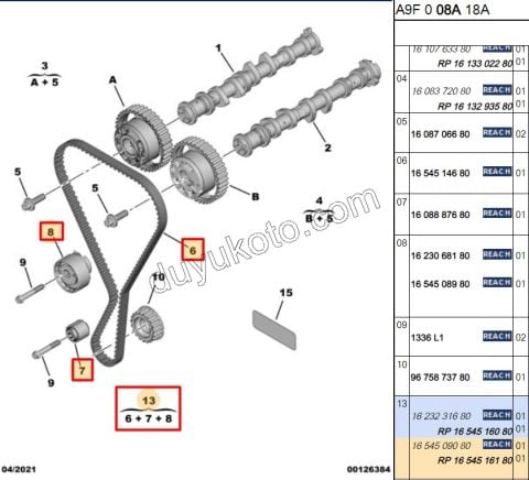 Peugeot Citroen Opel 1.2 Eksantrik/Triger Kayış Seti 1.2CC PURETECH