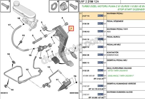 PEDAL DEBRIYAJ BXR3 2.2 71747692