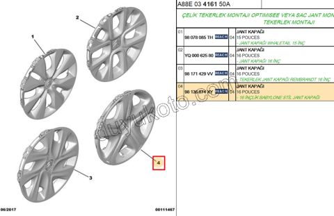 Jant Kapağı 16INC C34 B618 C3AIR CCT PARLAK SIYAH+GRI
