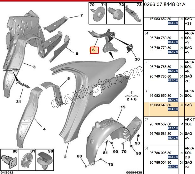 Stop Lambası Sağ Sacı C-ELS